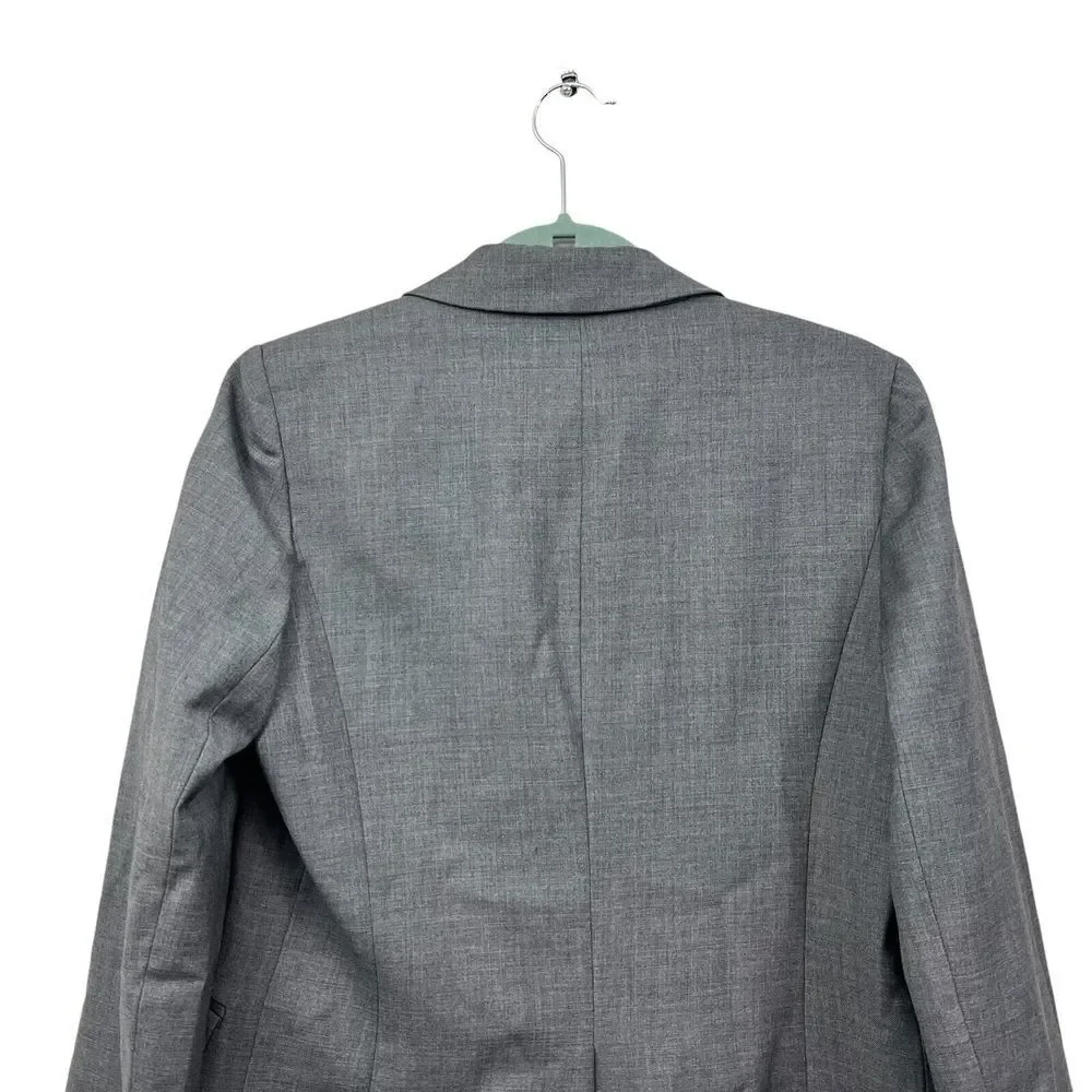 J. Crew Womens Super‎ 120's Blazer Wool Two Button Lined Flap Pockets Gray Sz 8